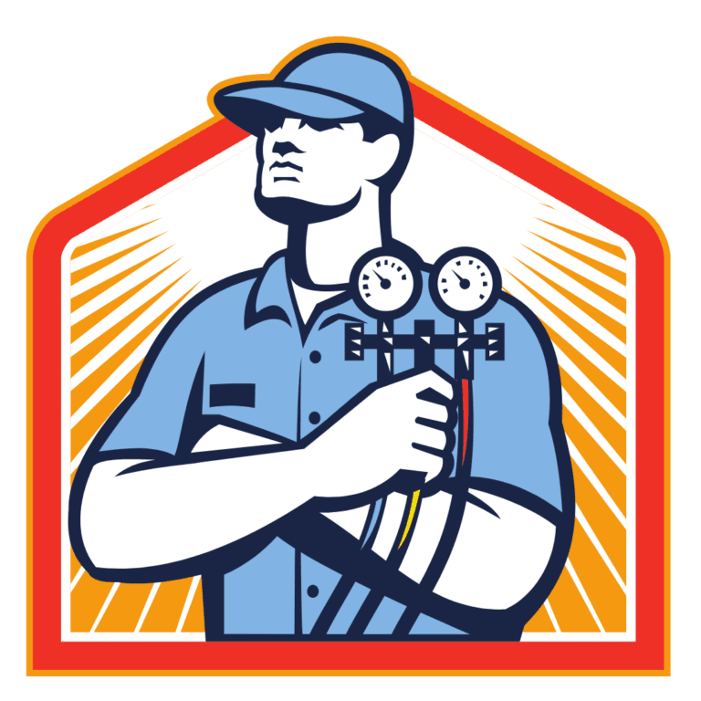 a vintage illustration of an HVAC technician